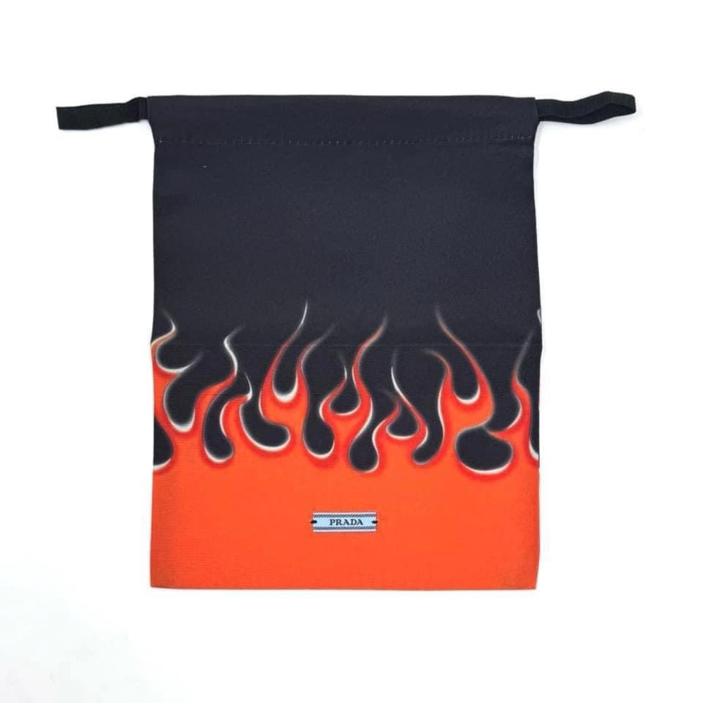 PRADA Flame Drawstring Dust Bag in Orange/Black│(Size 7.5" x 9")