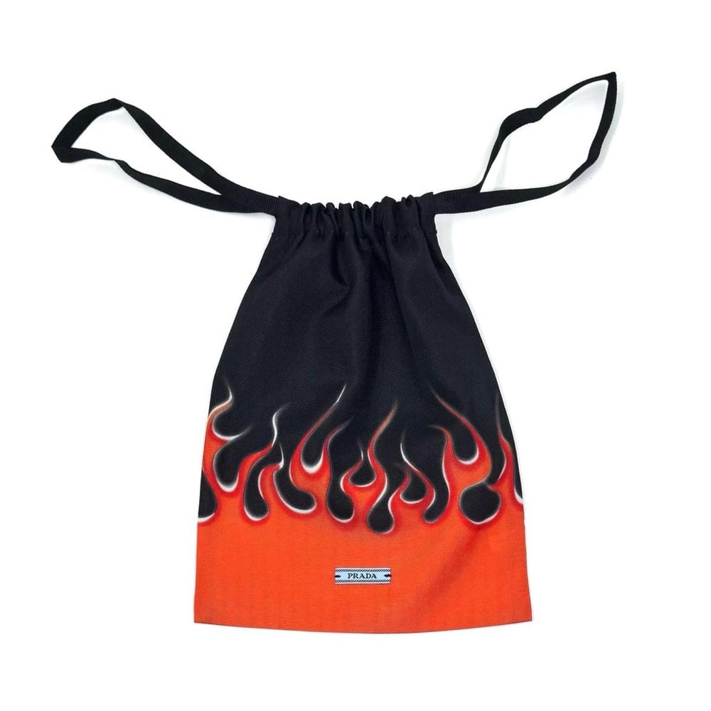 PRADA Flame Drawstring Dust Bag in Orange/Black│(Size 7.5" x 9")