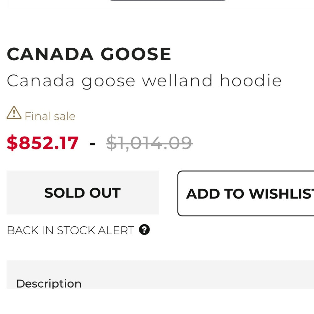BNWT Canada Goose Hoodie