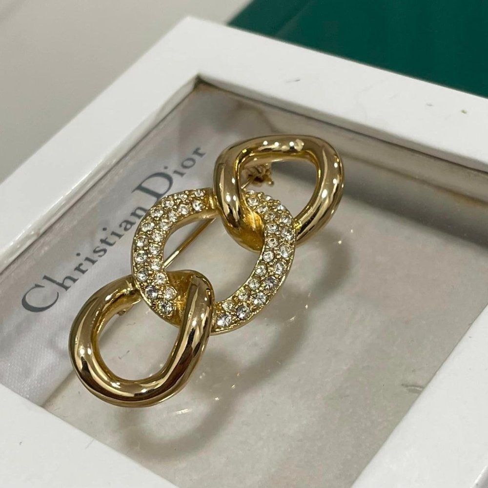 Vintage Christian Dior Link Swarovski Crystal Brooch
