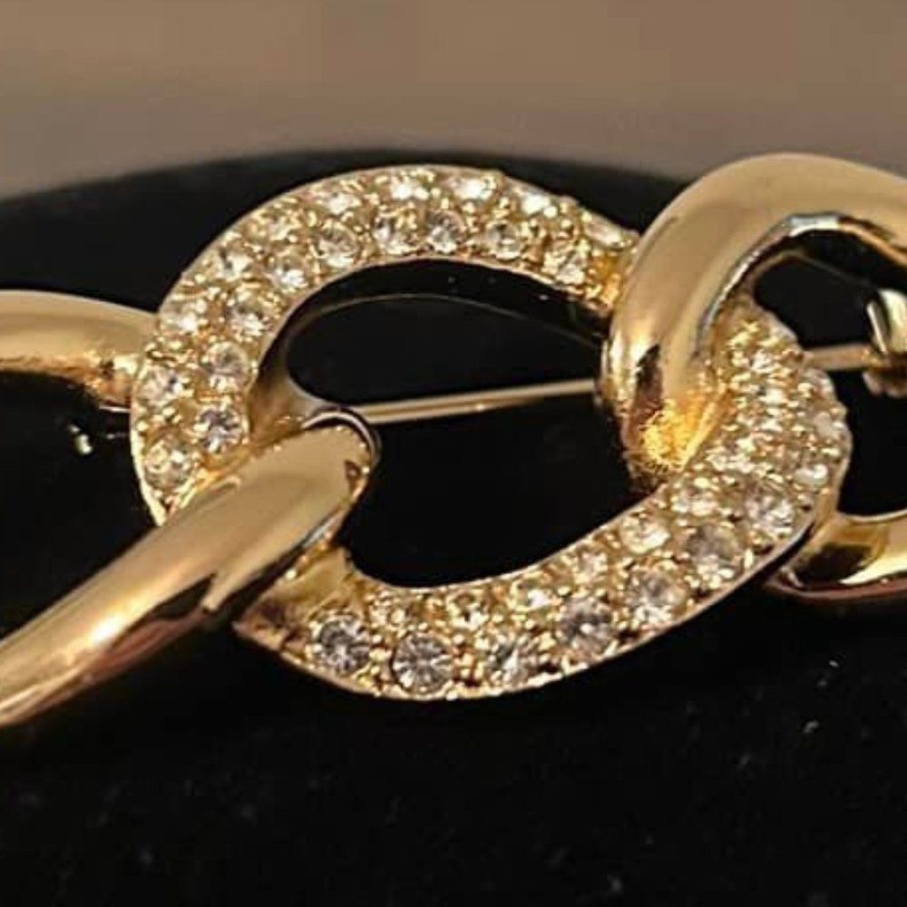Vintage Christian Dior Link Swarovski Crystal Brooch