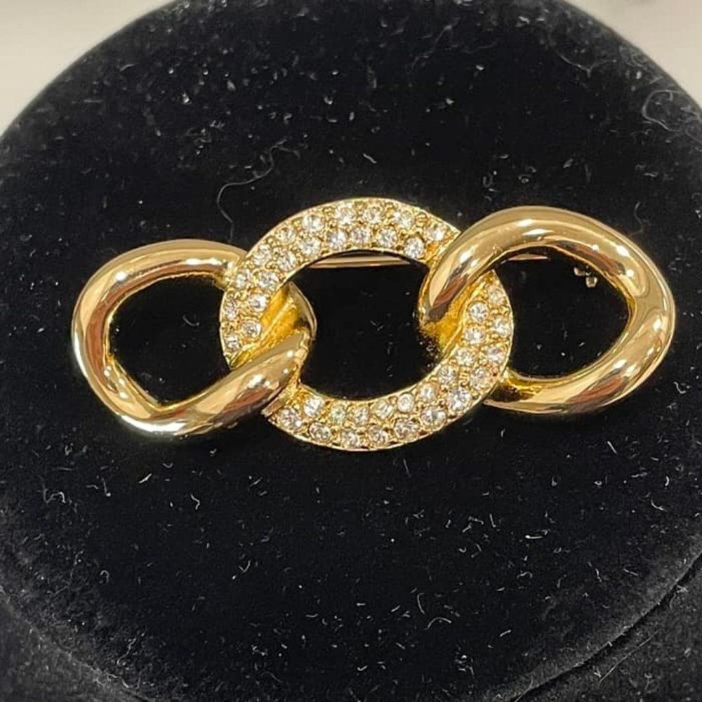 Vintage Christian Dior Link Swarovski Crystal Brooch