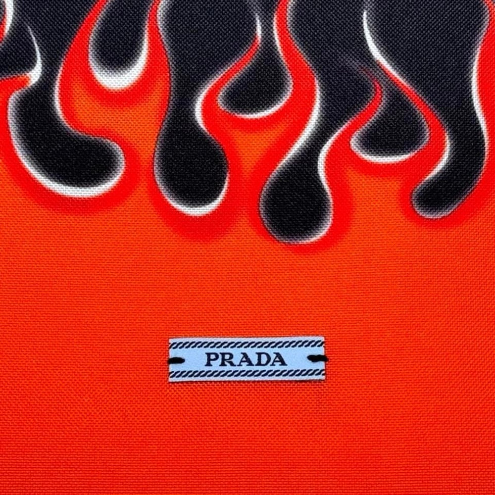 PRADA Flame Drawstring Dust Bag in Orange/Black￨(Size 7.5" x 9")