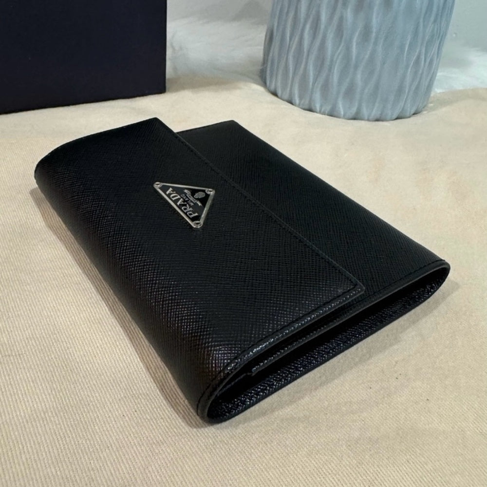 NEW PRADA Saffiano Leather Trifold Wallet