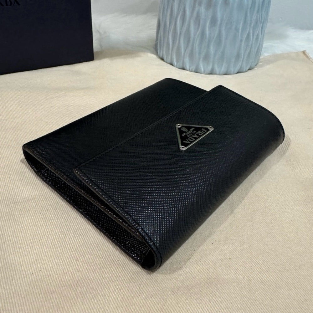 NEW PRADA Saffiano Leather Trifold Wallet