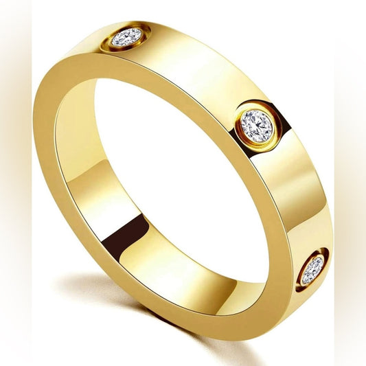 Gold Love Style Ring with 6 Diamonds